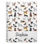 Personalized Cute Dogs Illustrations Pattern  Notebook at Zazzle