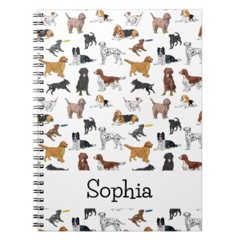 Personalized Cute Dogs Illustrations Pattern  Notebook by judgeart at Zazzle