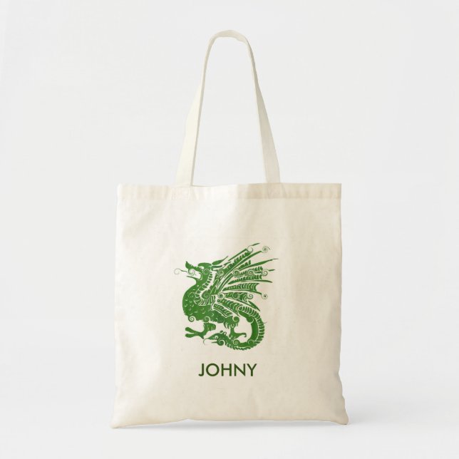 Personalized Cute Dragon Tote Bag (Front)