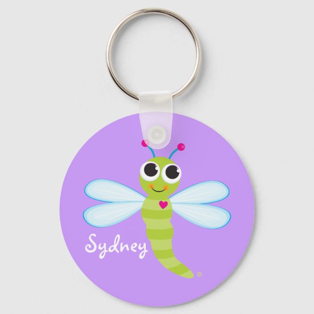 Personalized Cute Dragonfly Keychain (Front)
