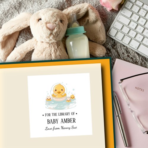 Personalized Cute Duck Baby Bookplate Sticker