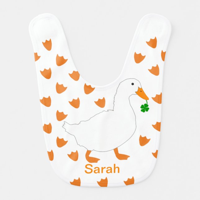 Personalized Cute Duck Farm Animal Baby Bib (Front)