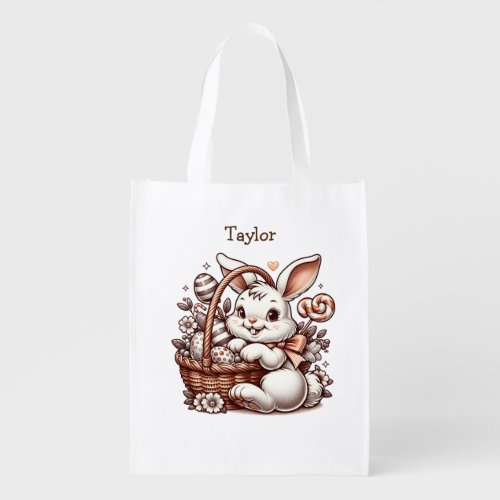 Personalized Cute Easter Bunny  Grocery Bag