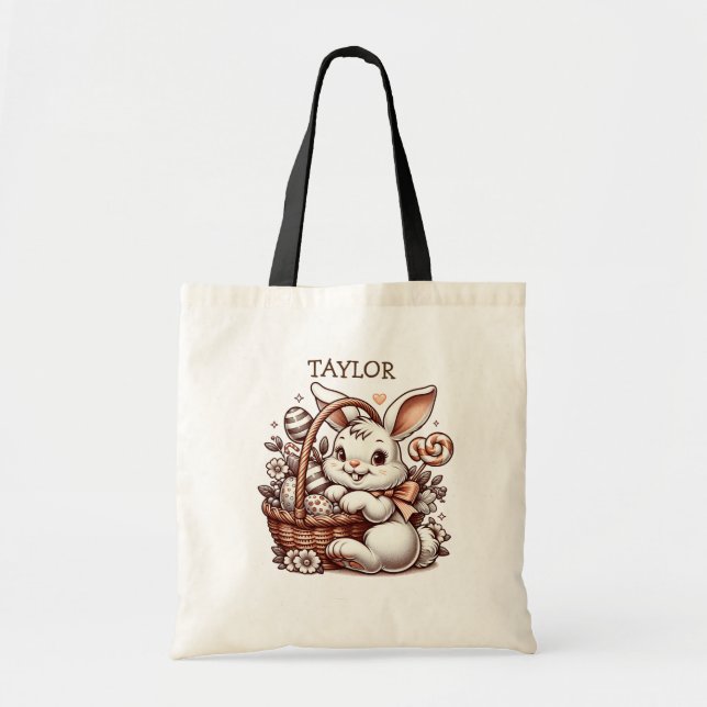 Personalized Cute Easter Bunny  Tote Bag (Front)