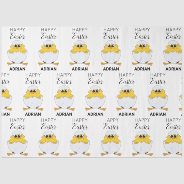 Personalized Cute Easter Egg & Chick Happy Easter  Tissue Paper (Front)