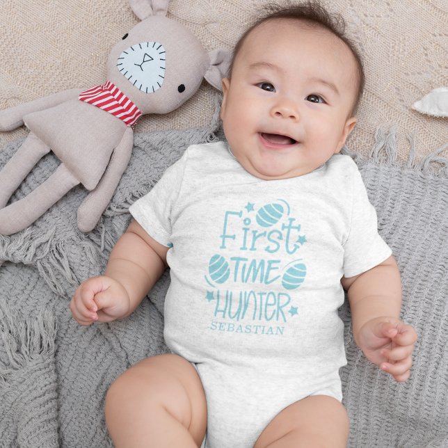 Personalized Cute Easter First Time Egg Hunter  Baby Bodysuit (Personalized Cute Easter First Time Egg Hunter Baby Bodysuit)