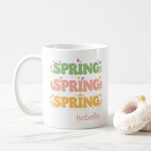 Personalized Cute Easter Spring Celebration  Coffee Mug (With Donut)