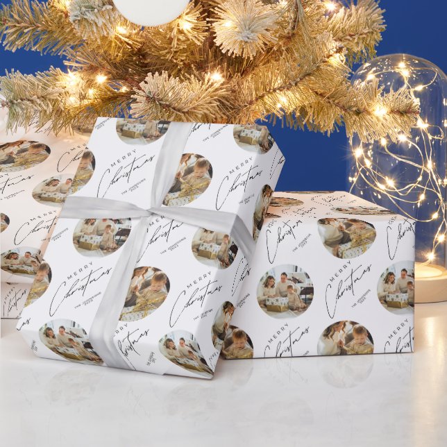 Personalized Cute Elegant Family Photo Christmas Wrapping Paper (Holidays)