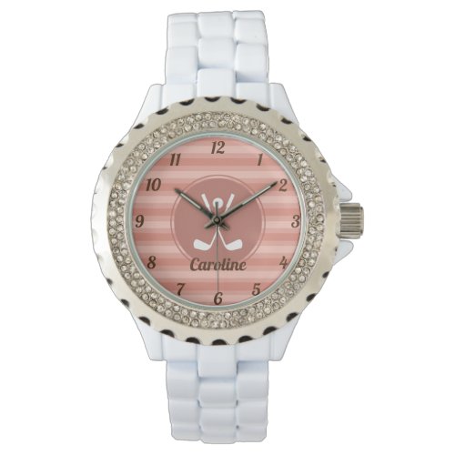 Personalized Cute Elegant Golf Lover Peach Color Watch