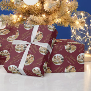 Personalized Cute Elegant Photo Red Christmas Wrapping Paper