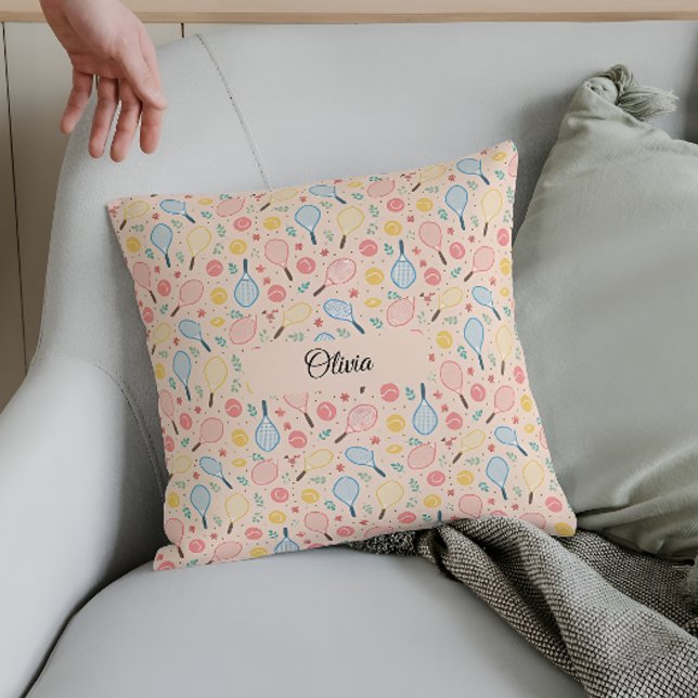 Personalized cute & elegant Tennis-themed Throw Pillow (Creator Uploaded)