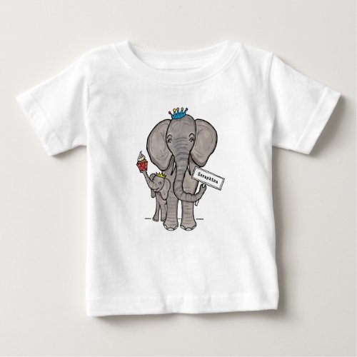 Personalized Cute Elephant and Baby Baby T_Shirt