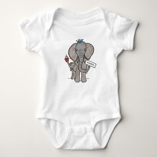 Personalized Cute Elephant and Baby Bodysuit (Front)