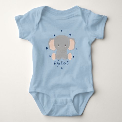 Personalized Cute Elephant Baby Bodysuit