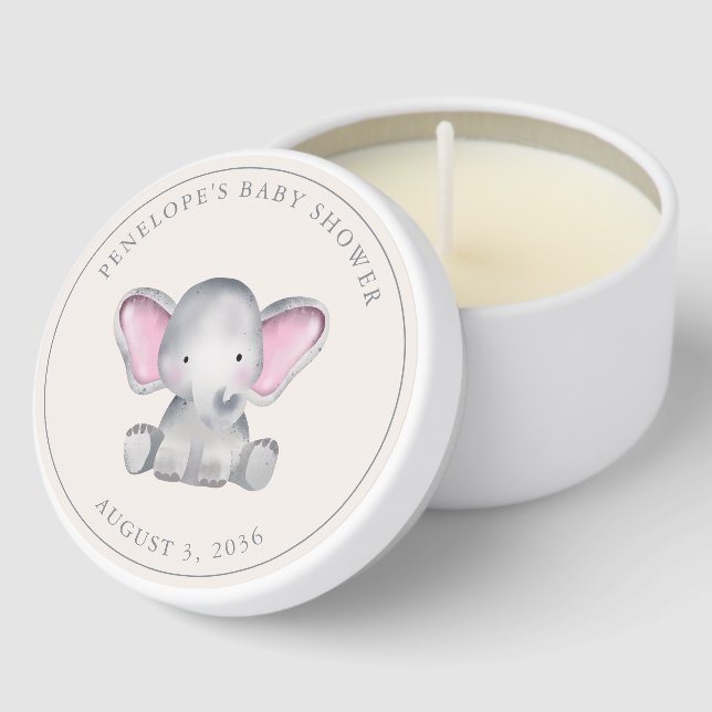 Personalized Cute Elephant Baby Shower Favor Soy Mini Candle Favors (Corner)