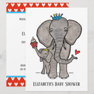 Personalized Cute Elephant Baby Shower Invitation