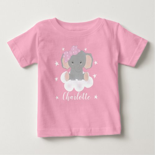 Personalized Cute Elephant Baby T_Shirt