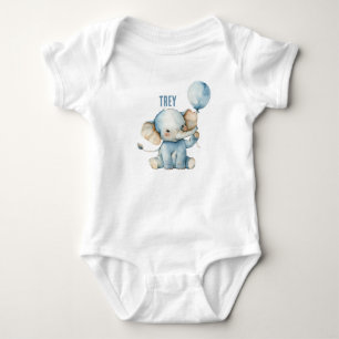 Personalized Cute Elephant Balloon Baby Bodysuit
