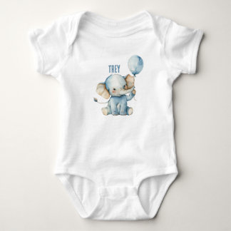 Personalized Cute Elephant Balloon Baby  Bodysuit