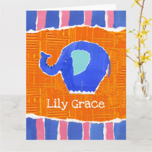Personalized Cute Elephant Birthday Greetings Card