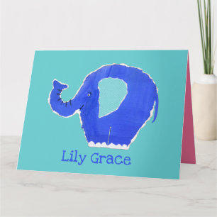 Personalized Cute Elephant Birthday Greetings Card