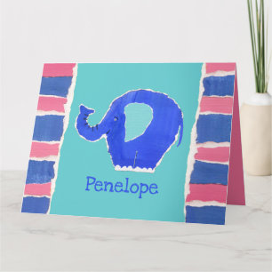 Personalized Cute Elephant Birthday Greetings Card