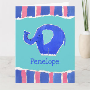 Personalized Cute Elephant Birthday Greetings Card
