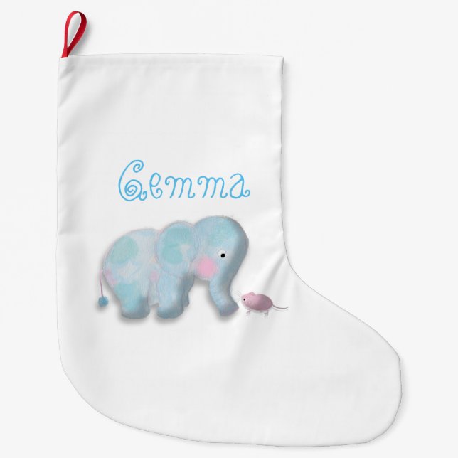 Personalized cute elephant Christmas Stocking (Front)