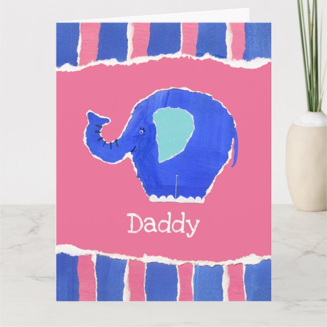 Personalized Cute Elephant Father's Day Card (Front)