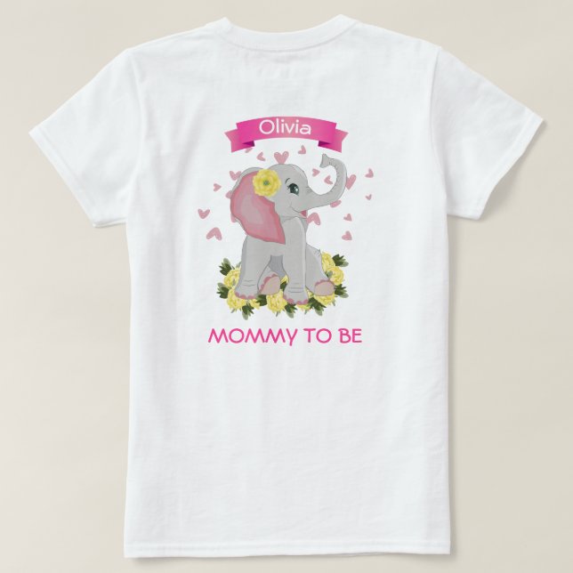 Personalized cute elephant Mommy to Be baby shower T-Shirt Zazzle