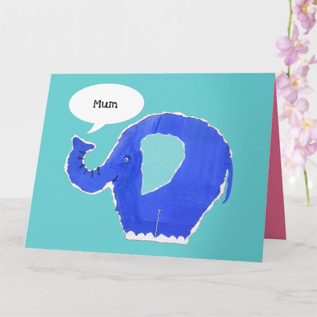 Personalized Cute Elephant Mother's Day Card (Orchid)