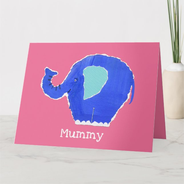 Personalized Cute Elephant Mother's Day Card (Front)