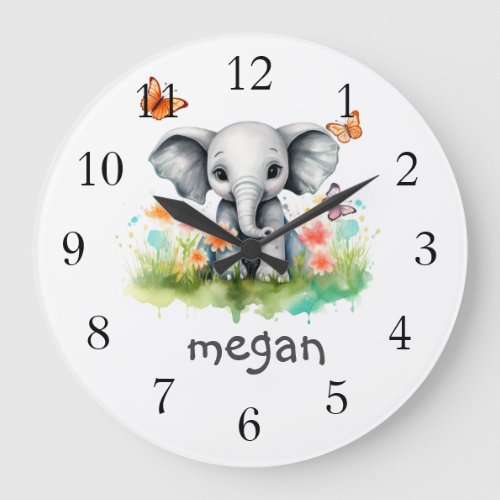 Personalized Cute Elephant Nursery Wall Clock