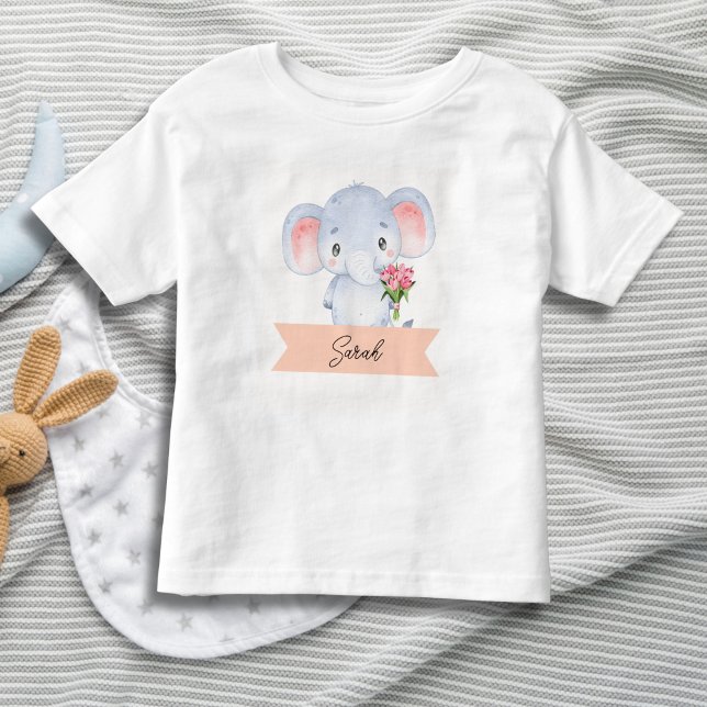 Personalized cute elephant  toddler t-shirt (Creator Uploaded)