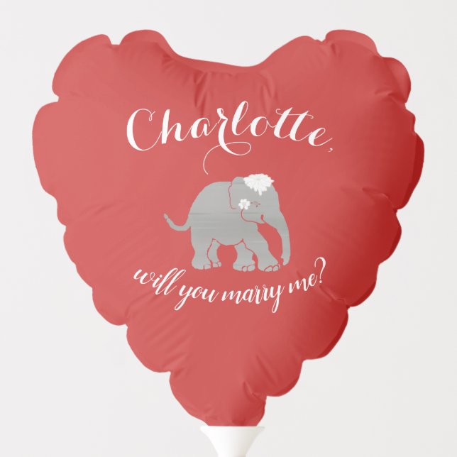 Personalized Cute Elephant Wedding Proposal Balloon (Back)
