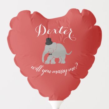 Personalized Cute Elephant Wedding Proposal To Him Balloon by EleSil at Zazzle