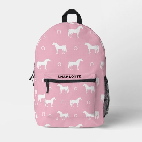 Personalized Cute Equestrian Horse Pattern Pink Printed Backpack