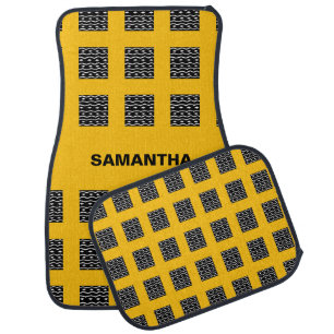 Personalized, Cute Ethnic African Pattern Orange Car Floor Mat