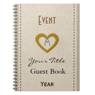 Personalized Cute Event Year Gold Heart Guest Book