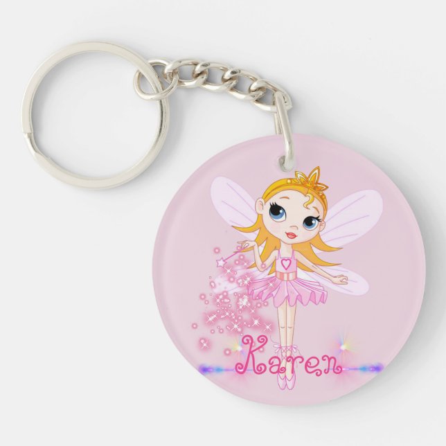 Personalized Cute Fairy Ballerina Keychain (Front)