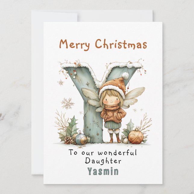 Personalized Cute Fairy Christmas Card To Daughter (Front)