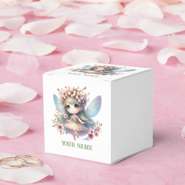 Personalized Cute Fairy & Floral Wreath Favor Boxes (Wedding)