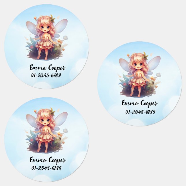 Personalized Cute Fairy,Name,Phone number Kids' Labels (Group)