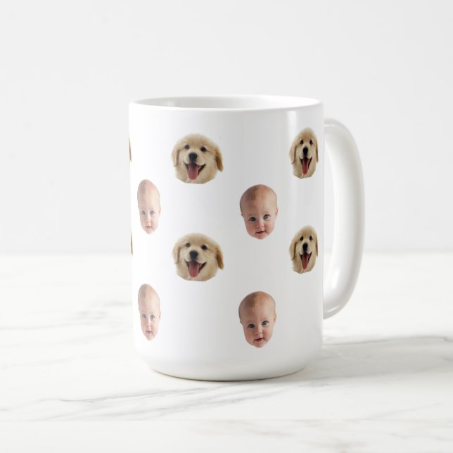 Personalized Cute Family Face 2 Photos Mug (Front Right)