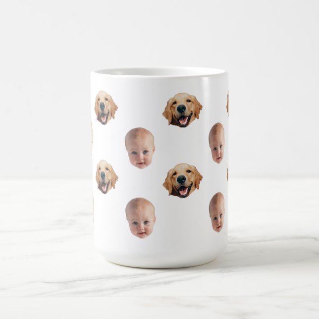 Personalized Cute Family Face 2 Photos Mug (Center)