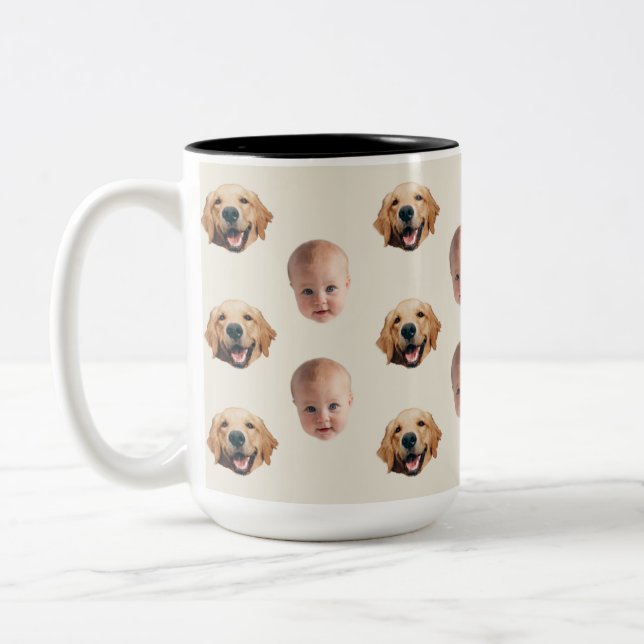 Personalized Cute Family Face 2 Photos Mug (Left)