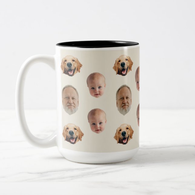Personalized Cute Family Face 3 Photos Mug (Left)
