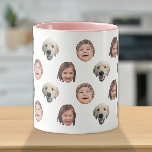 Personalized Cute Family Face 3 Photos Mug