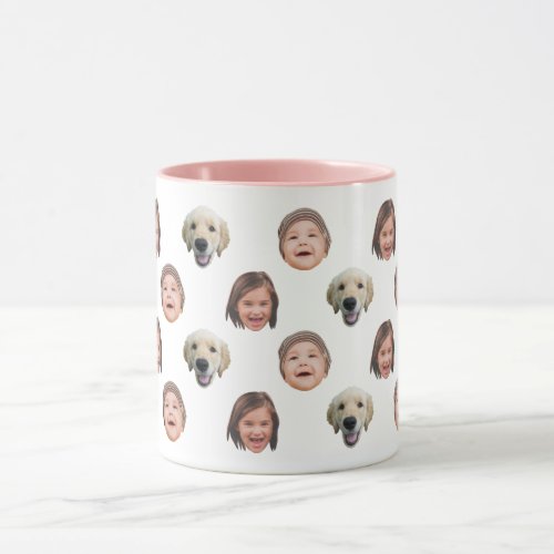 Personalized Cute Family Face 3 Photos Mug