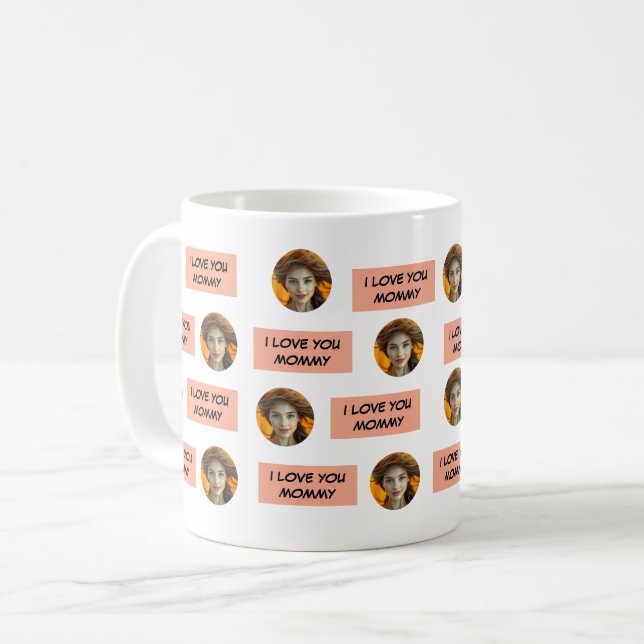 Personalized Cute Family Face 5 Photos Coffee Mug (Front Left)
